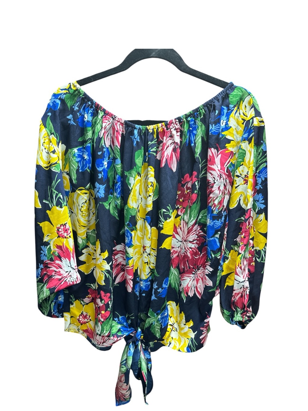 Gigio USA multicoloured floral off the shoulder blouse with tie detail. Size S